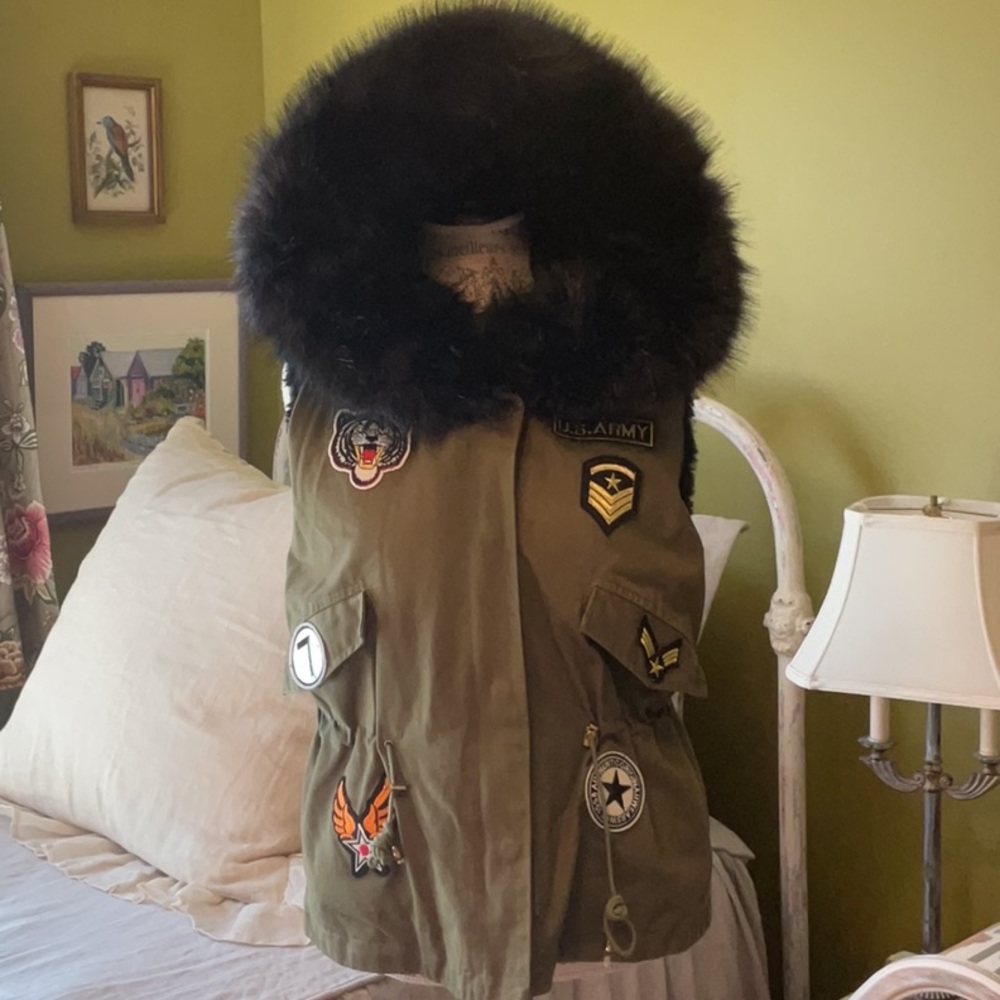 k.zell vest with fur hood